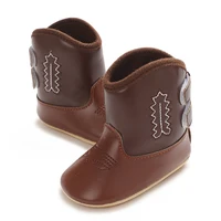 Autumn embroidered fashionable denim boots for newborn babies ethnic style soft soled baby short boots the first walking shoes 4