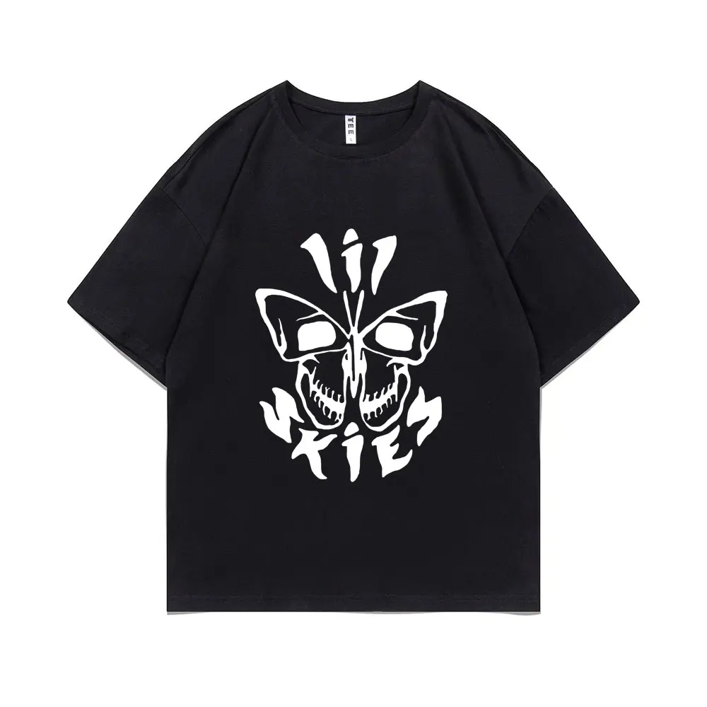 

Rapper Lil Tjay Skeleton Butterfly Graphic Print T-shirt Regular Men's Lil Skies Tshirt Men Hip Hop Casual Oversized T Shirts