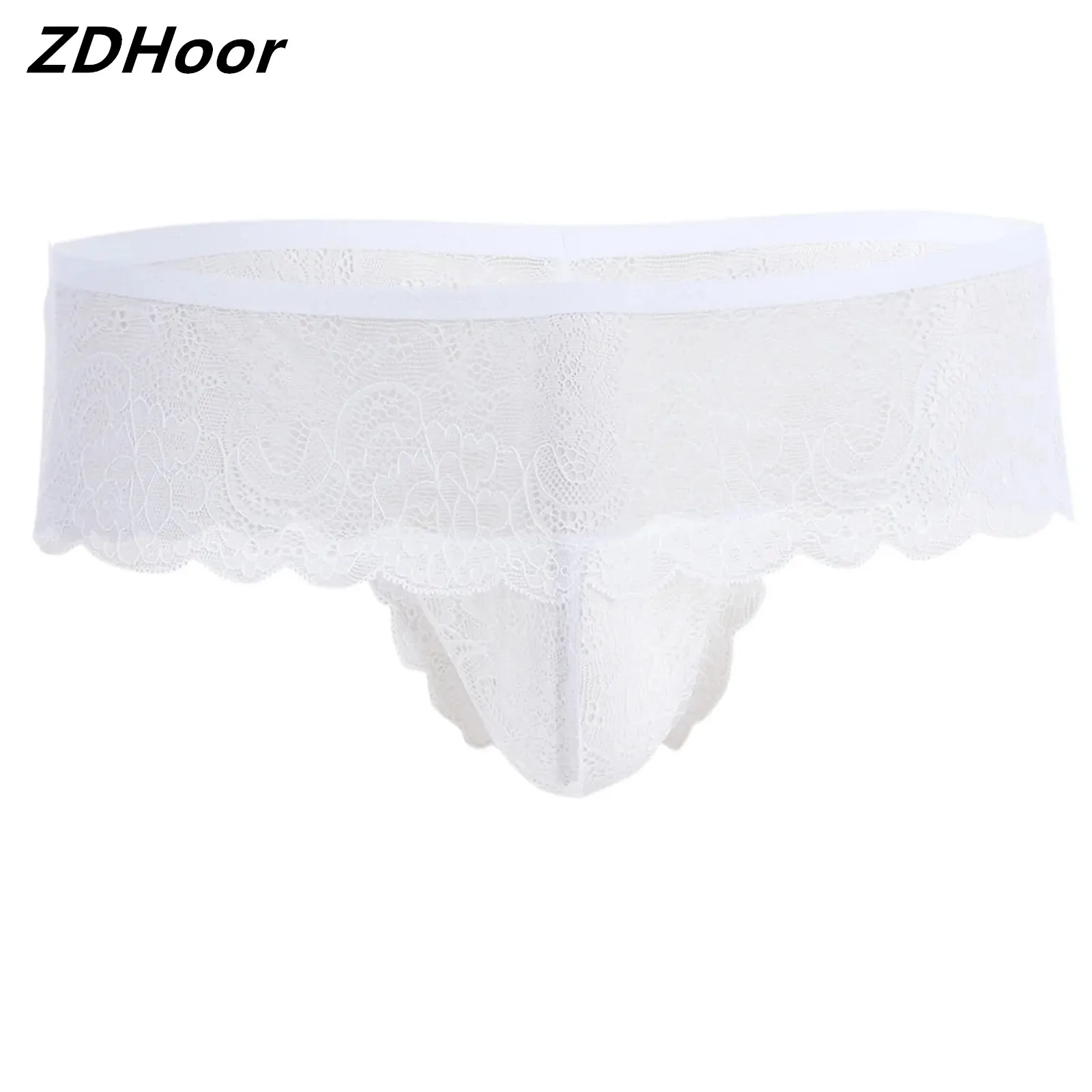 

2023 Mens Sexy Sissy Lingerie Briefs Panties Lacework Open Butt Bulge Pouch G-string Bikini Underwear Gay Nightwear Homewear