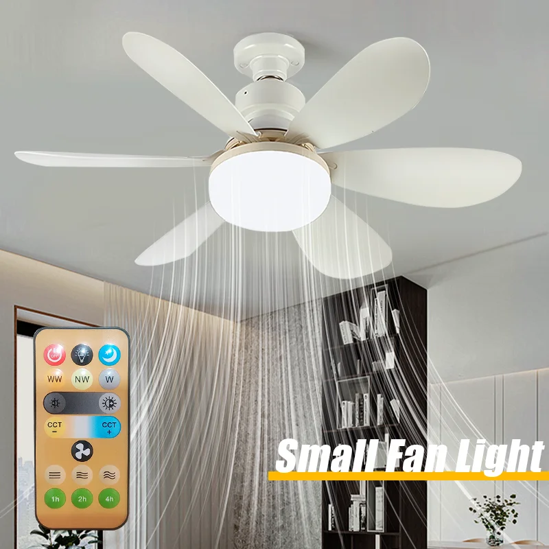 20.5-inch 30W Ceiling Fan with Remote Control LED Light Fan E27 Base, Intelligent Silent Ceiling Fan for Bedroom and Living Room