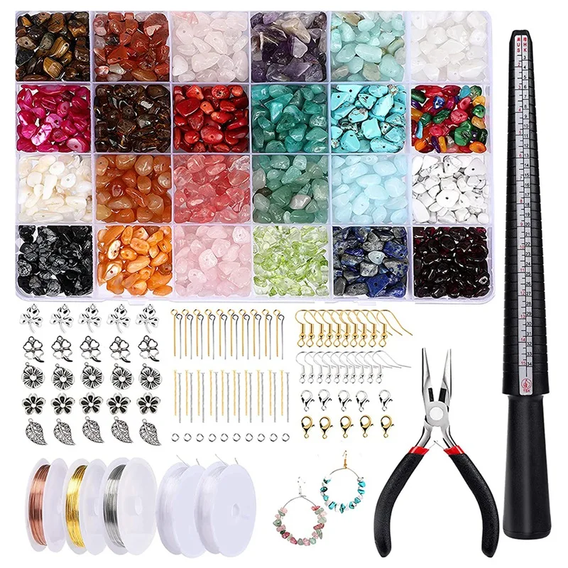 Jewelry Making Kit, Ring Making Kit With 24 Colors Crystal Gemstone