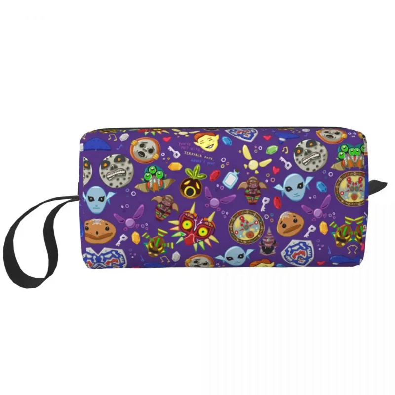 

Purple Zeldas Symbol Pattern Makeup Bag for Women Travel Cosmetic Organizer Cute Video Gamer Storage Toiletry Bags Dopp Kit Box