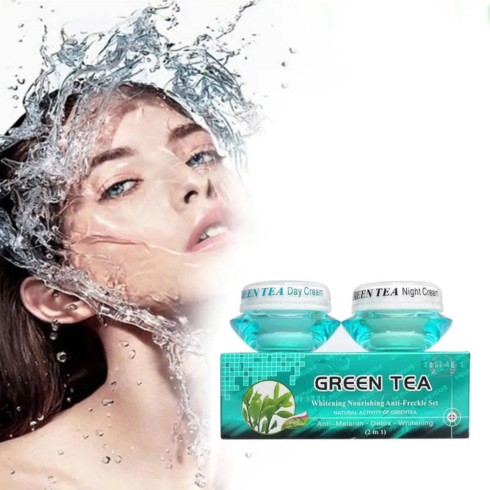 

Green Tea Whitening Nourishing Anti-freckle Set Natural Activity Day Cream Cream Night Greentea F4A2