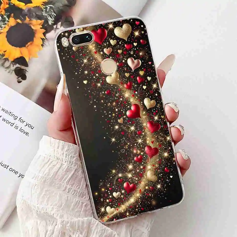 Love Pop Print TPU Soft Silicone Phone Case with Floral Design
