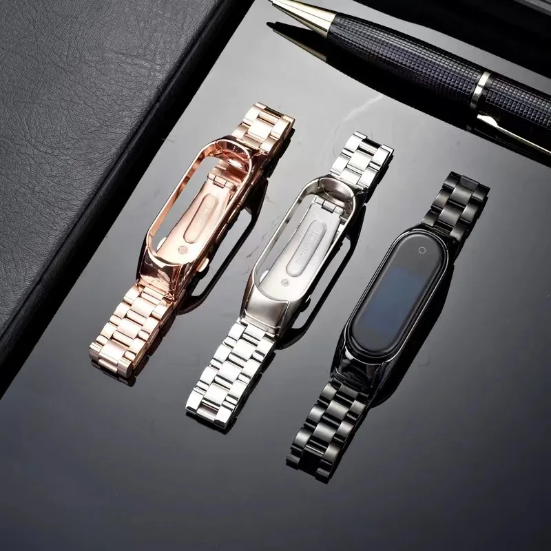 Essidi-pulseira de Relógio de para Homens e Mulheres Banda Loop com Case Metal Xiaomi mi Band Aço Inoxidável - Image 4