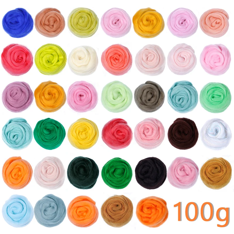 

LMDZ 100g Wool Roving Needle Felting Soft Wool Fiber Flower Animal Wool Felting Handmade Spinning DIY Craft Materials Tool