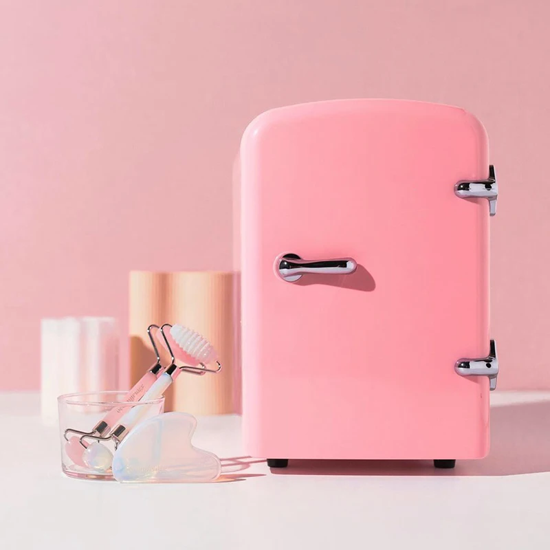 4L12V Custom factory cosmetic makeup skincare beauty mini portable fridge small refrigerators with mirror 4l skincare beauty mini fridge small refrigerators hotel portable led light cosmetic makeup mini fridge with mirror