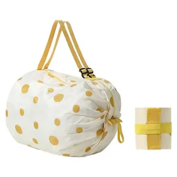 Eco - Friendly Foldable Tote Bag with Cat and Lemon Design (Color 4)