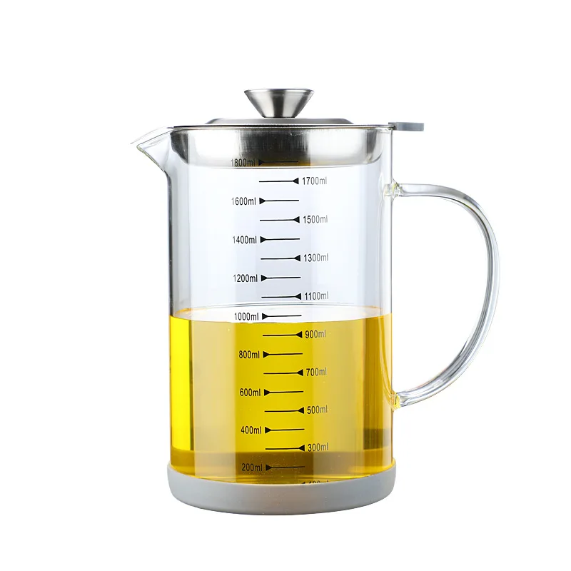 Large Capacity Leak-Proof Kitchen Oil Filter Pot - 304 Stainless Steel Mesh Glass Oil Storage Tank - Image 5