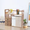 NEW Bamboo Desk Bookshelf Small Expandable Desktop Organizer Table Top Bookcase 1