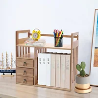 NEW Bamboo Desk Bookshelf Small Expandable Desktop Organizer Table Top Bookcase 1