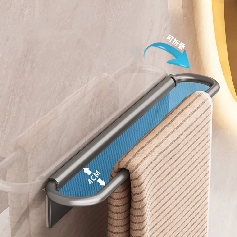 Wall Mounted Towel Rack Bathroom Storage Rack Drilling Bathroom Horizontal Bar Towel Kitchen Accessories ﻿