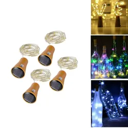 2M 20 LED Solar Wine Bottle Light With Cork Holiday Decoration Garland Cork Light IP65 Waterproof Copper Wire Fairy String Light