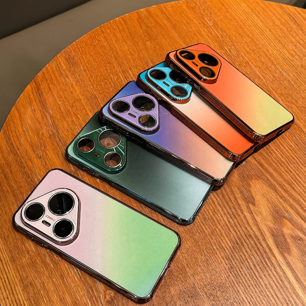 Gradient Color Breathable Shockproof Rainbow Phone Case with Plating Finish