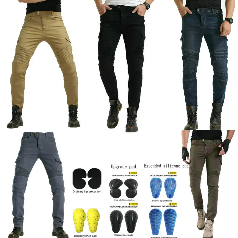 Volero Pantaloni Da Equitazione Per Motociclisti Jeans Protettivi Per Locomotiva Dritti Larghi Moto Knight Tute Casual Pantaloni Cinque Colori