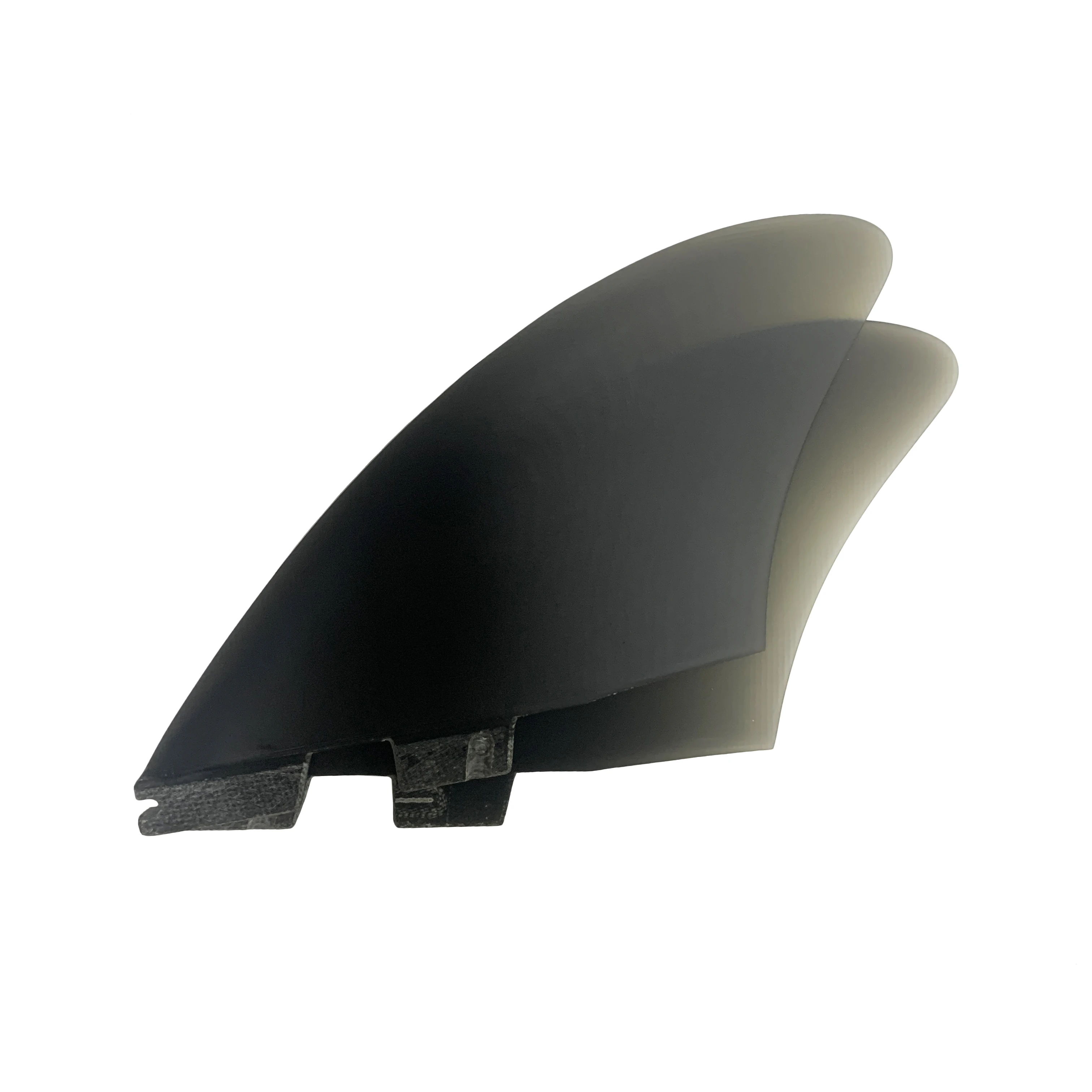 RISECE FCS II Fiberglass Twin Fin Surfboard Fin Clear Black Glass Fiber Single Tab Keel 2PC/SET