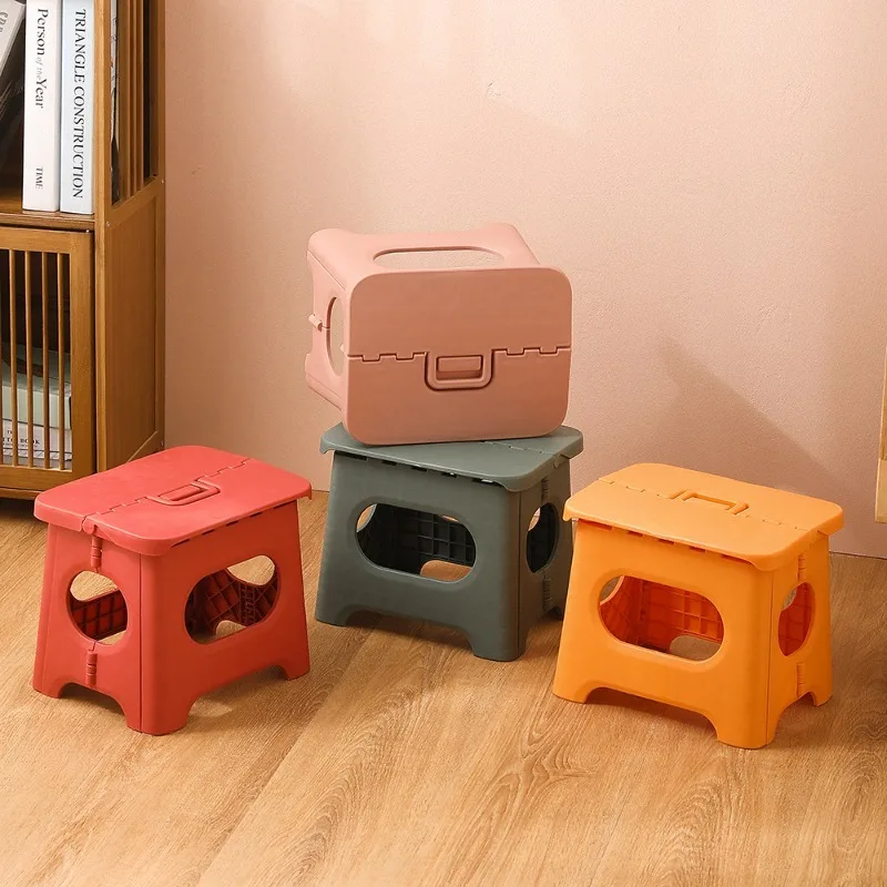 Creative Plastic Folding Stool Outdoor Portable Stools Footrest Stool Shoe Bench for Adults Kindergarten Living Room Bathroom