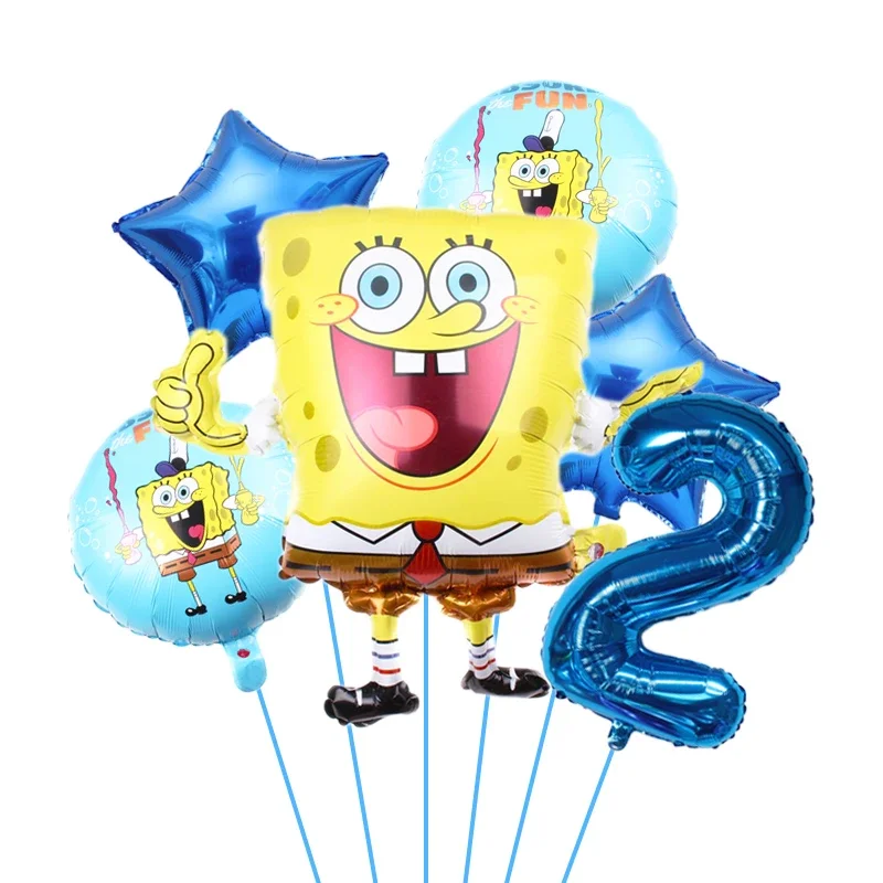 thumbnail image 1 of Juego de 6 globos de Bob Esponja y Patricio Estrella para fiesta de cumpleaños, globos de helio, suministros para fiesta de baby shower para niño y niña, 1 of 5