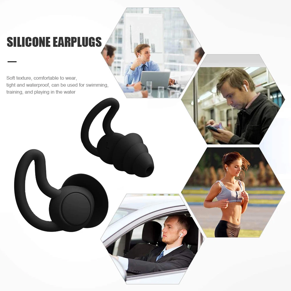 3 Layers Silicone Ear Plugs Sleep Sound Insulation Protection Soft Noise Reduction Swim Earplugs Anti-Noise EarPlugs for Travel 4