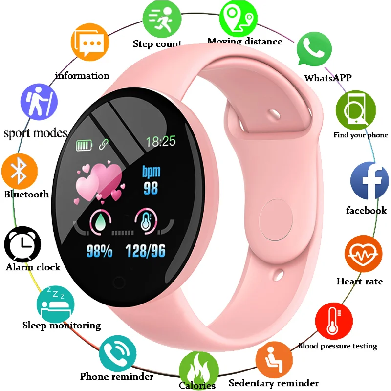 D18 Pro Ʈ ġ   IOS ȵ̵ Bluetooth ƮϽ  Sport Bracelet Heart Rate Blood Pressure Kids Smartwatch