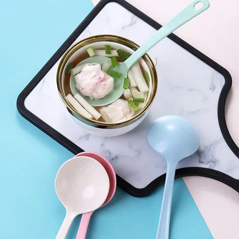 Household Utensils Spoon Wheat Stalk Spoon Tablespoons Plastic Large Soup Long Porridge Rice Dinner Scoop Kitchen Supplies 1pcs