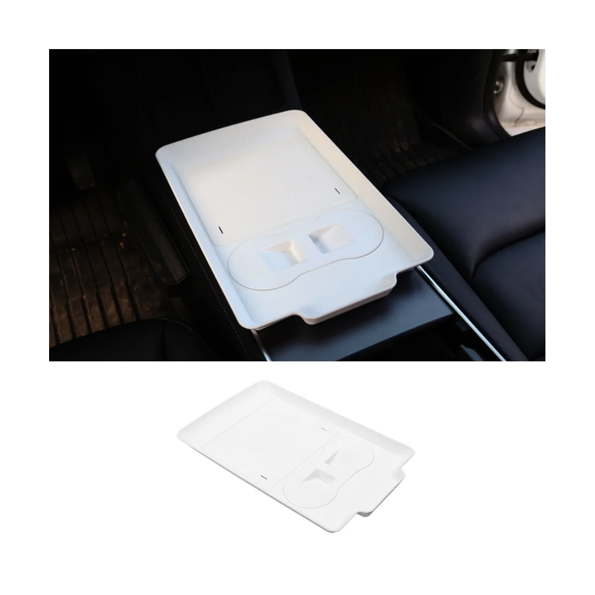 Central Control Travel Portable Tray for Tesla Model 3/Y 21-23 White