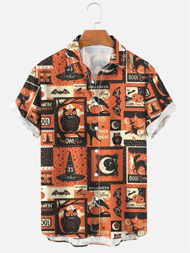 Camisa Halloween Masculina Durio - Estampa Esqueleto Abóbora Manga Curta