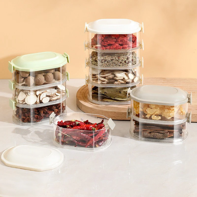 Kitchen Spice Storage Airtight Container Onion Ginger Garlic Fresh-keeping Multi-layer Food Sealing Moisture-proof Packaging Tank Household