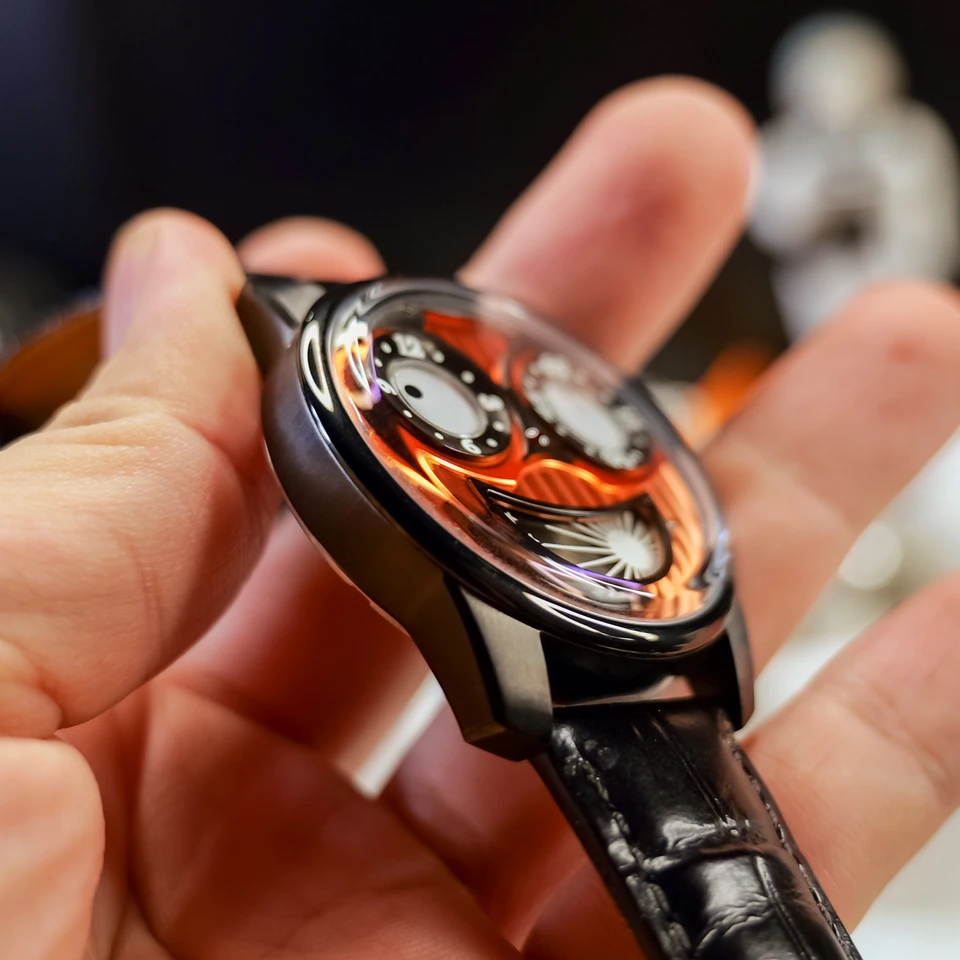 Oblvlo-男性用自動腕時計,大型時計,機械式時計,巻き戻し,手首,革,防水