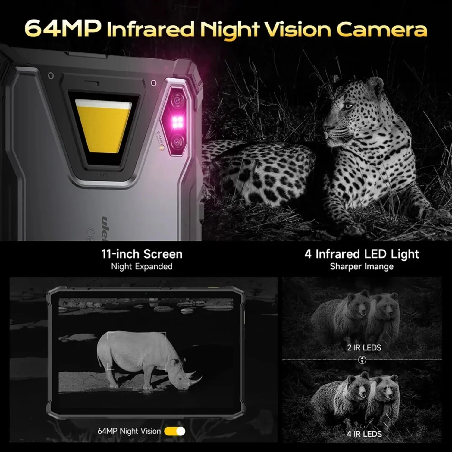 Ulefone Armor Pad 5 Pro Rugged Tablet 11" 12GB  512GB Smart Pad 24200mAh 64MP 120W 5G  Android 15 NFC Waterproof and Anti Drop