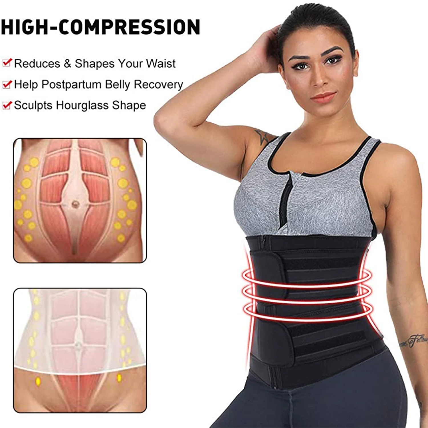 Waist Trainer Bandage Wrap Shaperwear Tummy Belt Stretch Bands Body Shaper  Reductive Postpartum Slimming Sheath Woman Flat Belly