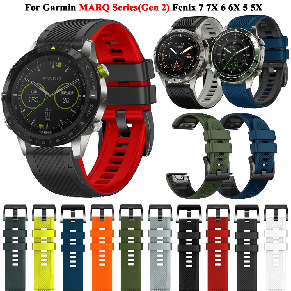 Cinturino In Silicone Quick Fit 22 26Mm Per Garmin Marq Adventurer/Captain/Athleter/Golfer Epix Pro (Gen 2)Fenix 7 7X Bracciale Wristband