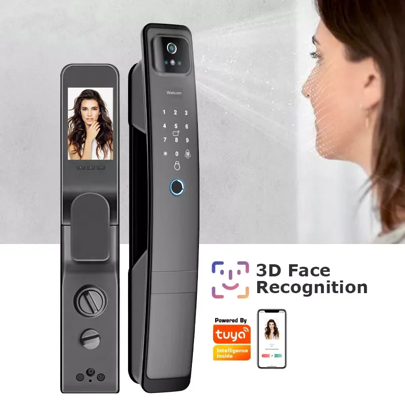 WiFi Tuya APP Voice 3D Face Recognition Fingerprint Smart Door Lock
