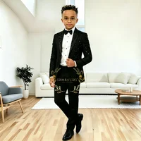 Costume Royal Bleu pour Garçons – Smoking de Soirée, Mariage, Cérémonie – Crystals, Revers Cranté – Ensemble 2 Pièces (Veste et Pantalon) – Tenue Formelle pour Bal de Promo 3