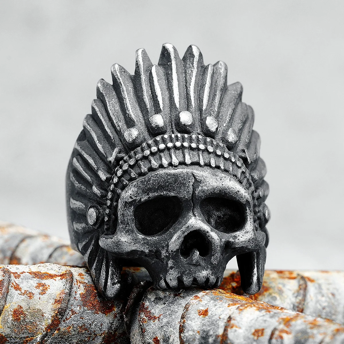 Chief Skull Rings Men Rings 316L Acciaio Inossidabile Indian Tribe Ring Rock Party Per Biker Rider Male Boyfriend Jewelry Miglior Regalo