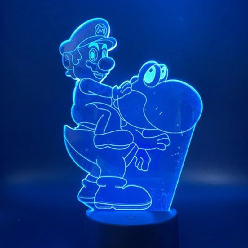 3D Super Mario Colorful Led Night Light Touch Remote Control Lampada Da Tavolo Mario Animation Game Figure Light Kids Birthday Gift Toy