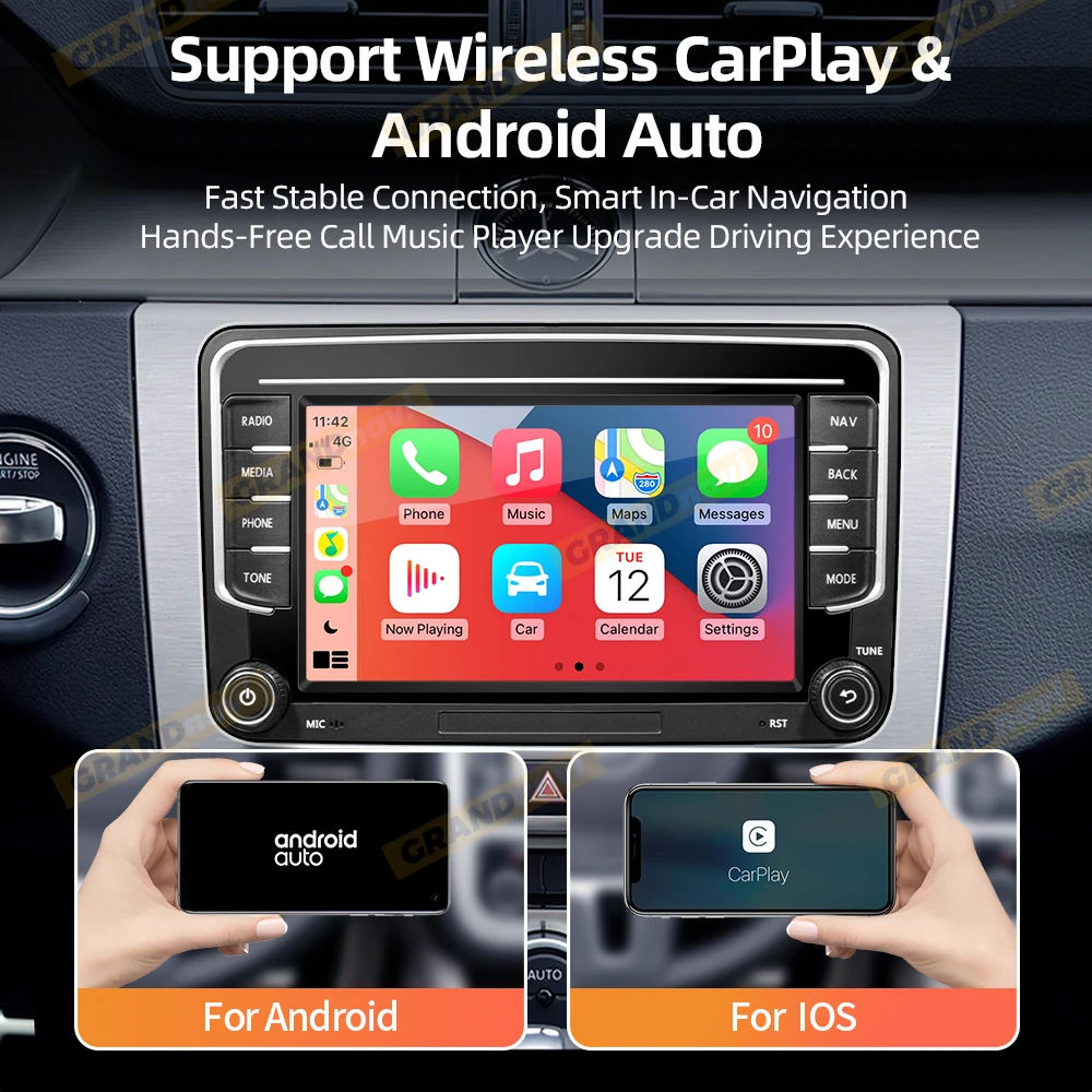 Radio de coche GRANDnavi 2 Din Android con GPS para VW / Volkswagen Skoda Octavia Golf 5 6 Touran Passat B6 Polo Jetta Reproductor de radio 2Din 2