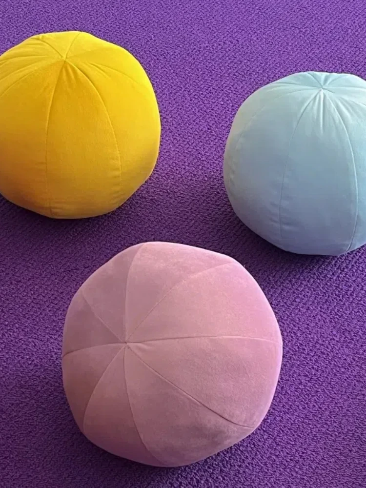 Color ball pillow, antique solid color flannel, ball, round ball, homestay, soft sofa, bed, cushion 8