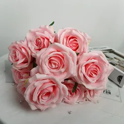 Exquisite Dutch Rose Bridal Bouquet - Elegant Artificial Floral Decoration for Weddings, Home Decor, and Photography Props (Barbie pink)