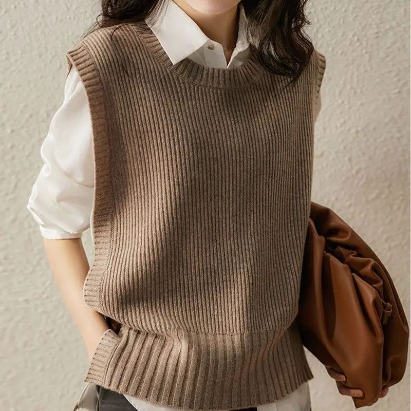 

Women's Vest New 2023 Spring and Autumn Short Sweater Sweater Sweater Tank Top Fashion Casual Layup Sleeveless Vest