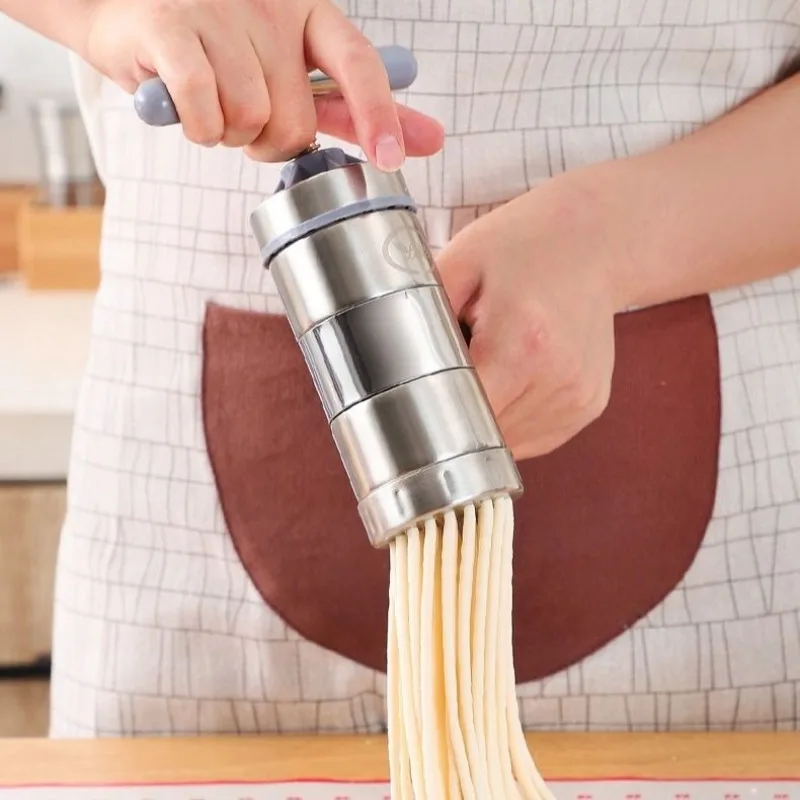 5 Mould Manual Noodle Maker Press Pasta Machine Spaghetti Noodle Making Machine Stainless Steel Fruit Cutter Juicer Kitchen Tool