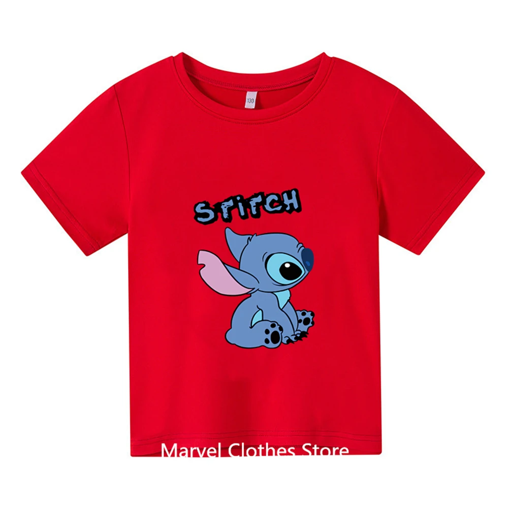 thumbnail image 1 of Lilo Stitch Anime Verano Múltiples Moda Camisetas Para Niños Cuello Redondo Casual Manga Corta Estampado Patrón, 1 of 5