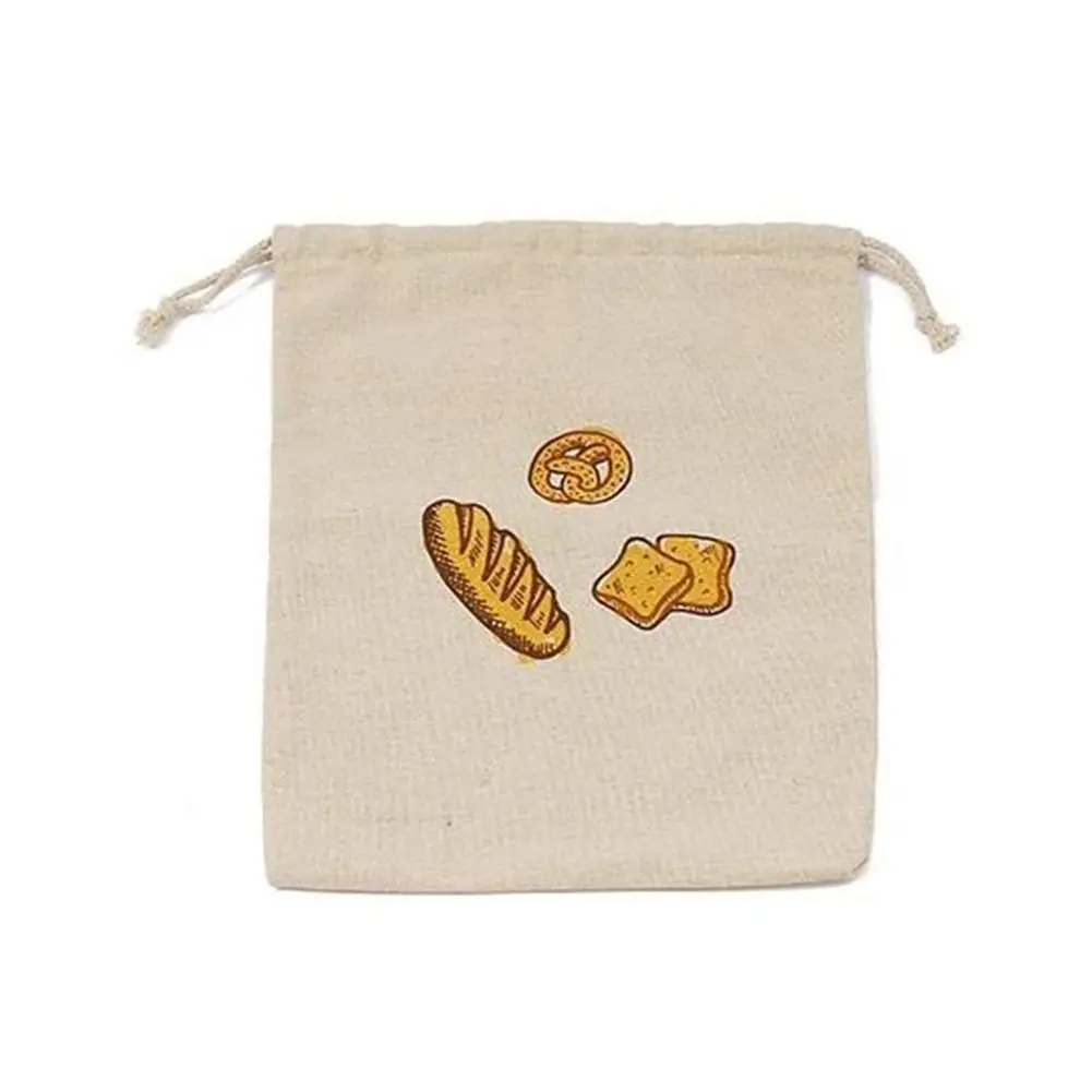 thumbnail image 4 of Bolsa de lino para pan, reutilizable, de algodón, con cordón, para guardar pan, hecha en casa, con cordón, para guardar pan fresco, H4K0, 4 of 6
