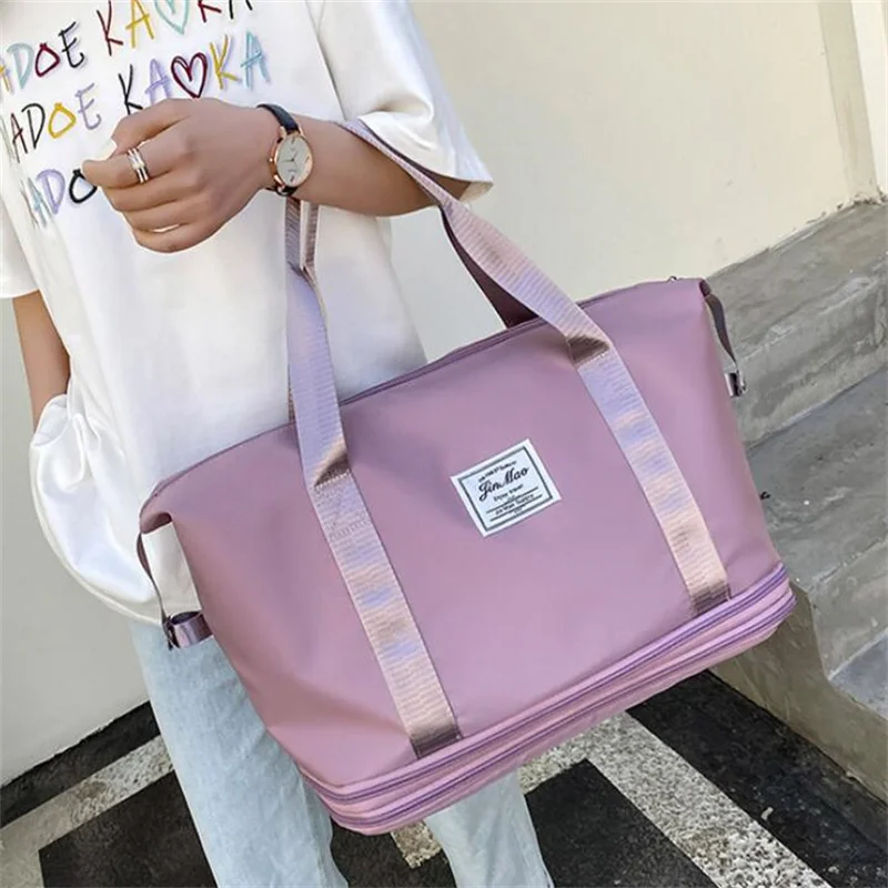Travel Bags Women Shoulder Bag Double Zipper Expansion Large