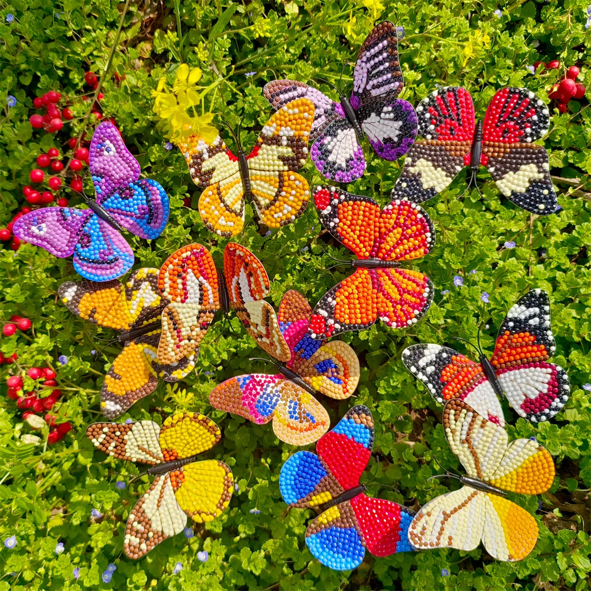 

Ювелирные украшения в виде бабочки с алмазной росписью, Алмазная мозаика в виде травы для сада, драгоценности, алмазные искусственные драгоценности, 12 штук