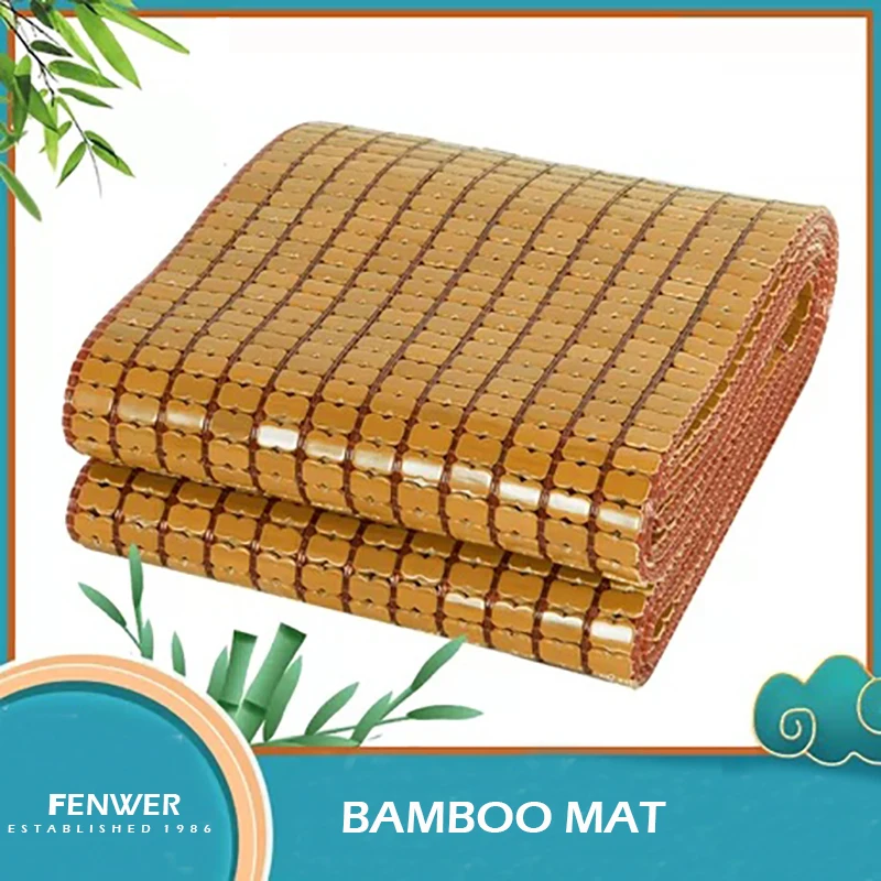 thumbnail image 1 of Colchoneta de bambú para mahjong de verano FENWER, hecha a mano, natural, cómoda y fresca, colchón plegable de verano, 1 of 4