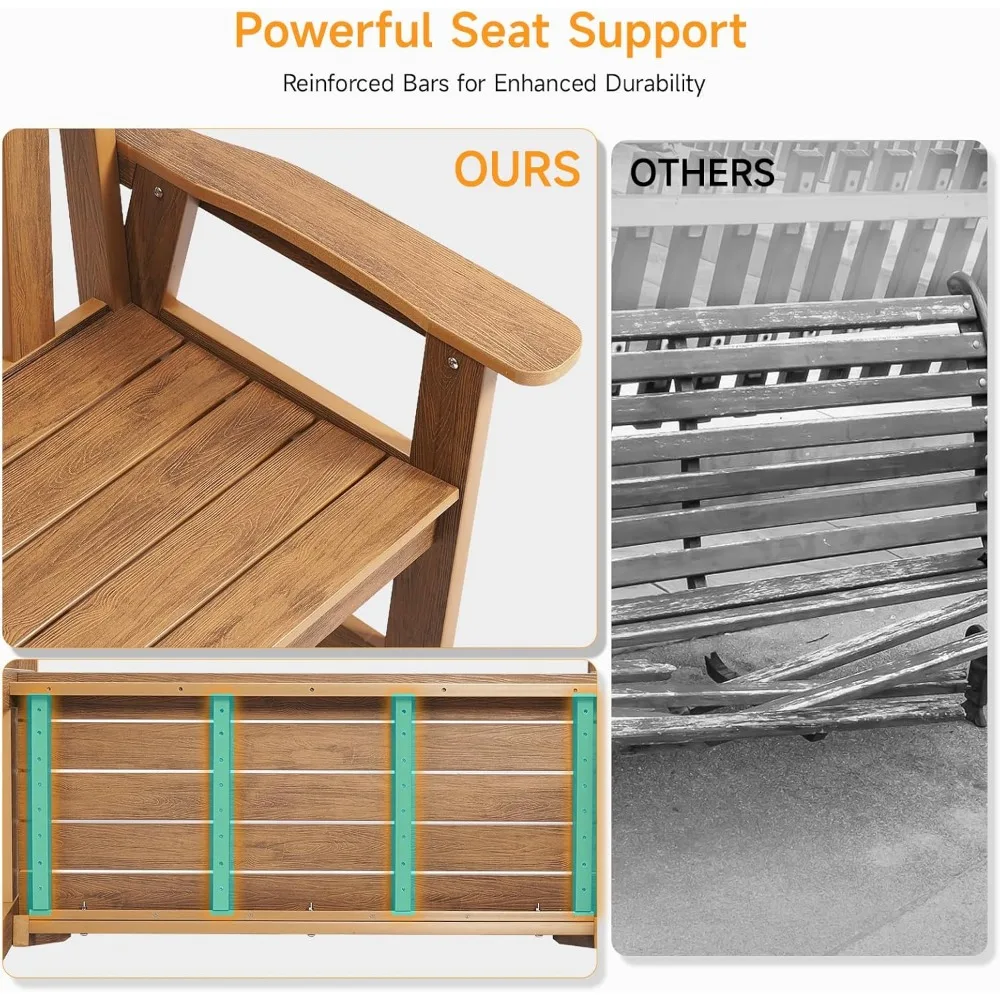 Outdoor Bench, 2-Person Weatherproof Garden Bench with Wide Armrests and Backrest, All-Weather Patio Bench Will not Rot and Fade 6