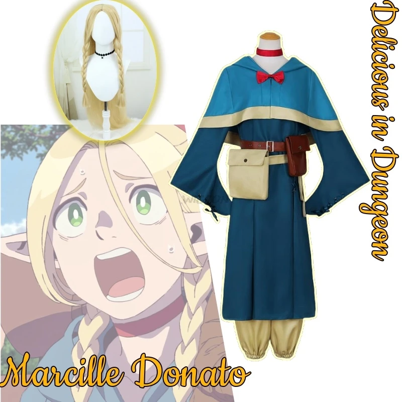 

Anime Delicious in Dungeon Cosplay Marcille Donato Costume Clothes Wig Uniform Cosplay Elf Magician Halloween Woman Costume