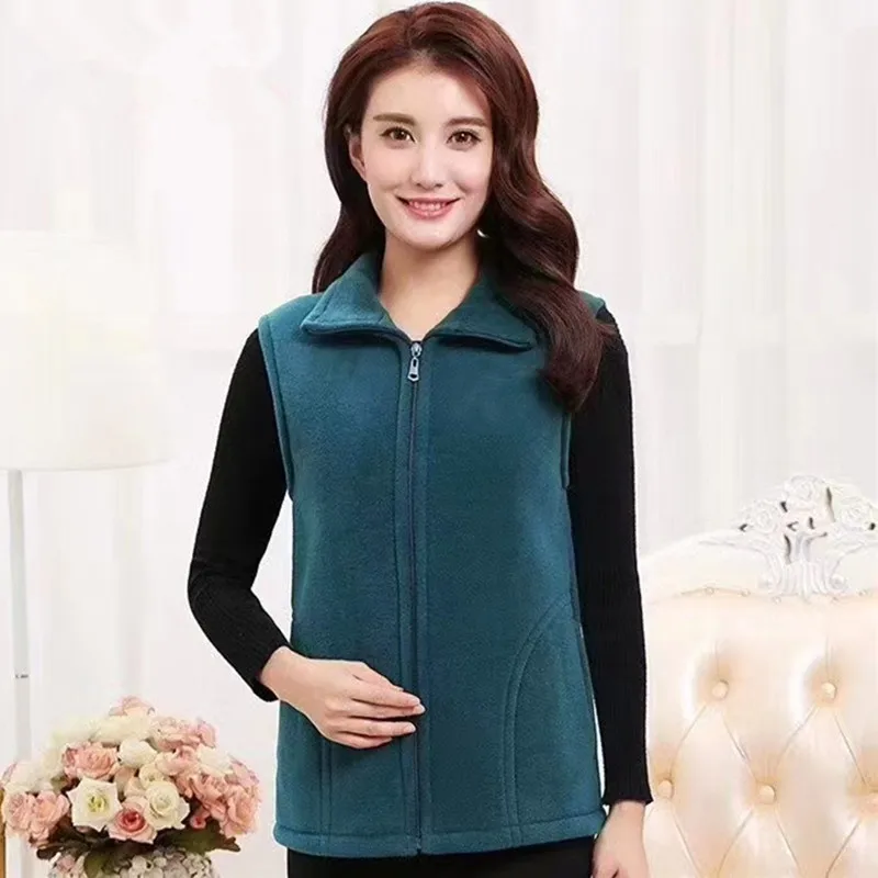 Женский жилет, осенне-зимняя куртка, облегающая одежда для мам, женский весенний флисовый теплый жилет среднего возраста