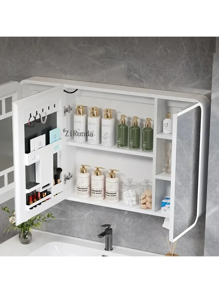 Smart Bathroom Mirror Cabinet Wall-mounted Arc-shaped Storage Cabinet Simple Bathroom Furniture Armario
